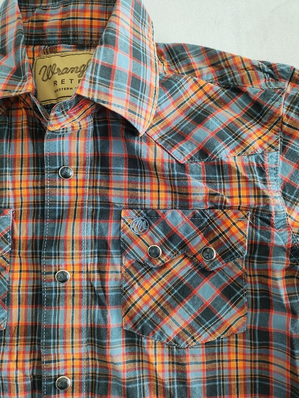 Wrangler Retro Pearl Snap Shirt Kids Size 7/8 Lightweight Western Striped